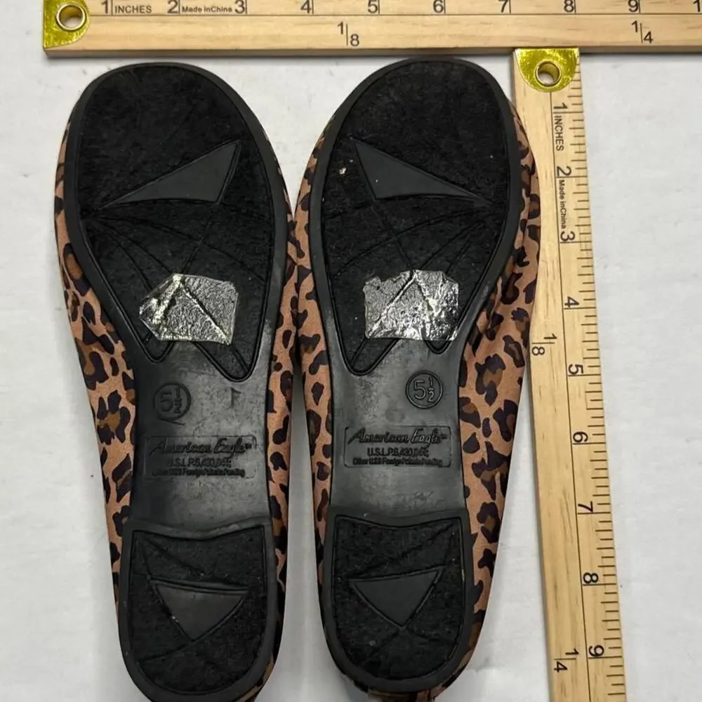 American Eagle Y2K 2000s Leopard print ballet flats with bow detail size 5 1/2